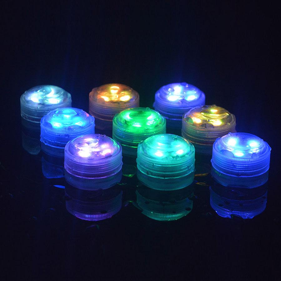 3 светодиода RGB Подводные огни Погружная лампа Встроенная кнопочная батарейка CR2032 Садовый свет для бассейна для аквариума вазы чаши