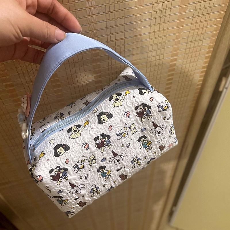 Милая Сумка-косметичка с милым щенком цвета голубой пузырь, ручная, большой вместимости, дорожная, портативная, женская, для хранения, косметичка, подарки