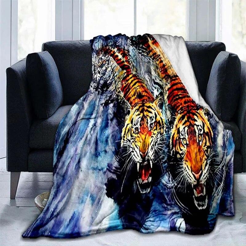 Фланелевое одеяло с рисунком тигра и животного, покрывало для дивана, мягкое теплое одеяло для взрослых, дорожное одеяло, охлаждающее одеяло