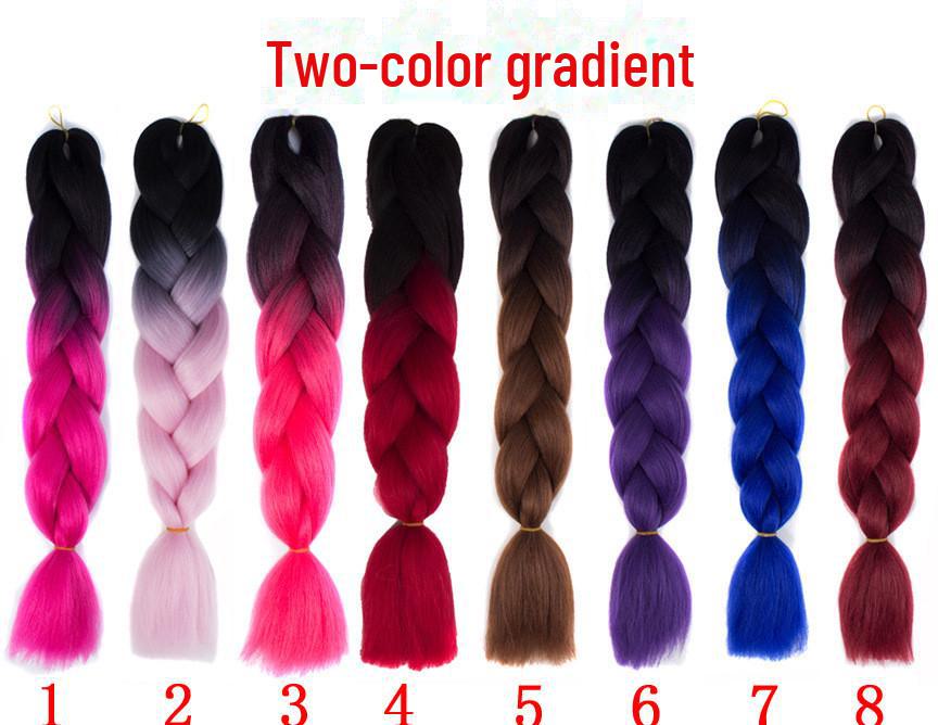 Африканский монохромный градиентный парик с косичками - химическое волокно для наращивания волос
