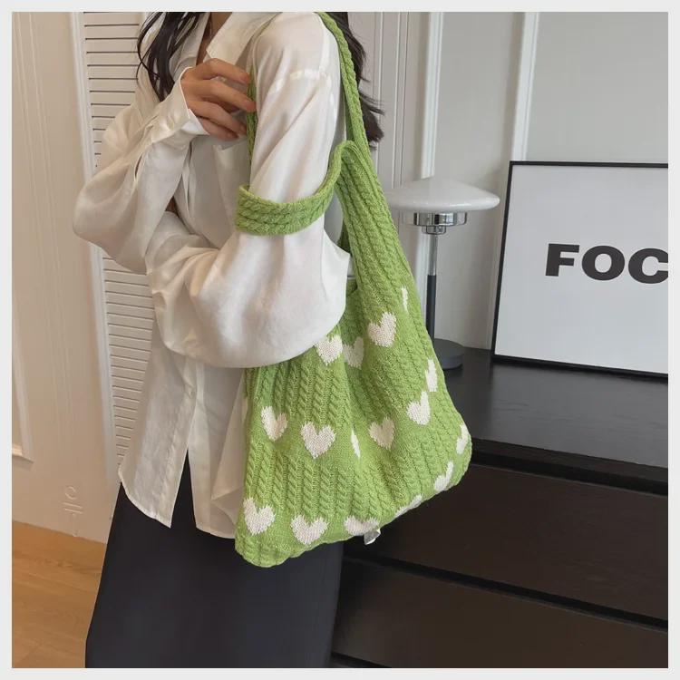 2023 Summer Ladies' Handmade Wool Knit Love Shoulder Bag