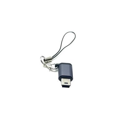 Портативный конвертер для телефона, планшета, адаптер Type-C (мама) на Mini USB (папа) со шнурком, поддержка передачи данных, зарядки
