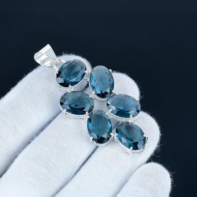 Подвеска с драгоценным камнем Индиголит из стерлингового серебра 925 пробы - Дизайн ручной работы, Ювелирное украшение для повседневной носки, Уникальная подвеска с Индиголитом, Подарок на свадьбу