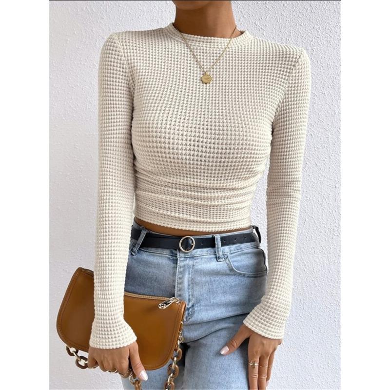 Универсальная женская футболка в клетку с длинными рукавами Slim Fit