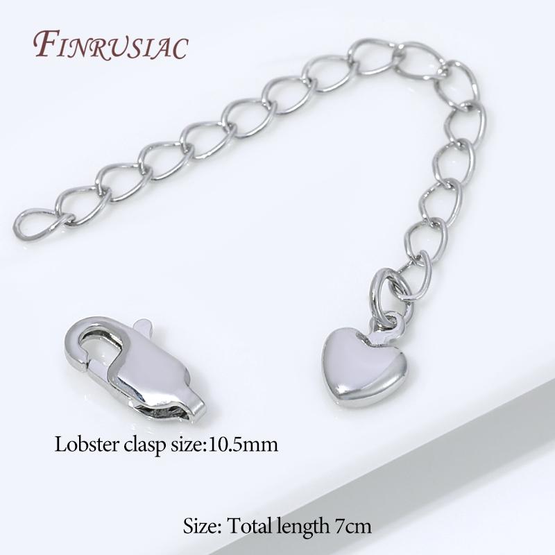 18K Gold Silver Plated Extension Chain with Heart Charm&Lobster Clasp,Adjustable Necklace Bracelet Extender,DIY Jewelry Findings