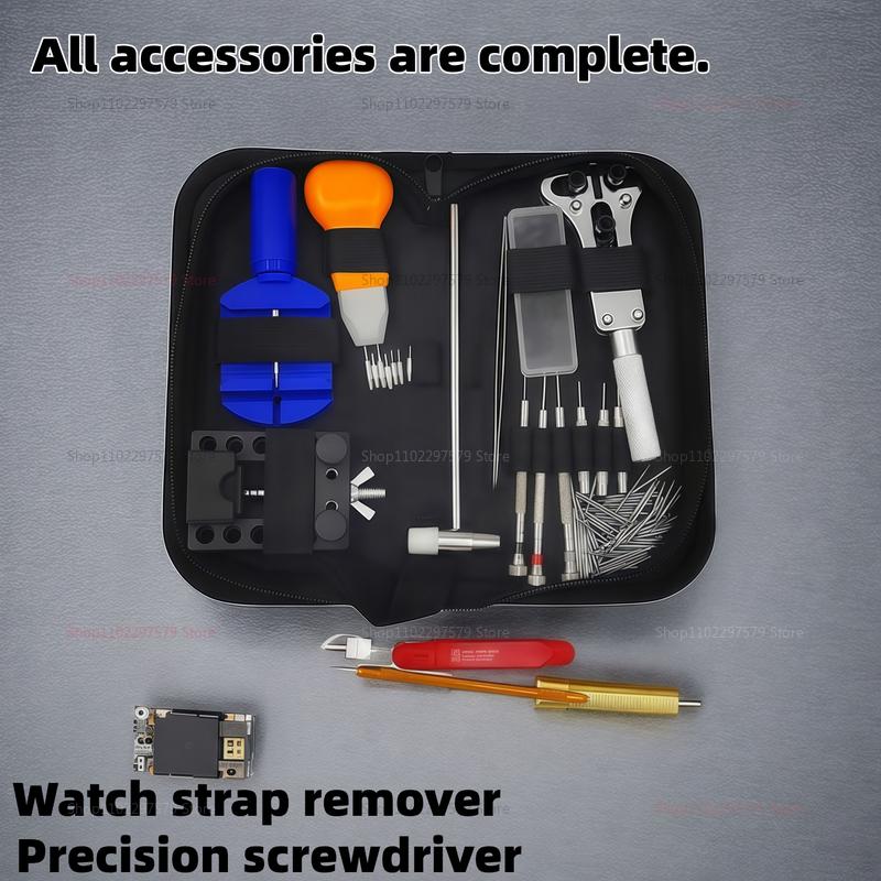 Набор инструментов для ремонта часов Набор пружинных стержней Штифт для звеньев Открывалка задней крышки Съемник Набор для обслуживания часов с футляром для переноски и молотком для часов
