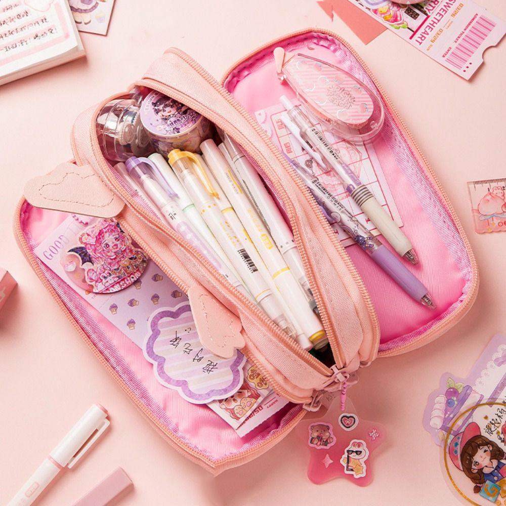 Girl Rabbit Angel Pencil Cases Large Capacity Angel Pen Box Angel Pencil Bag School Supplies