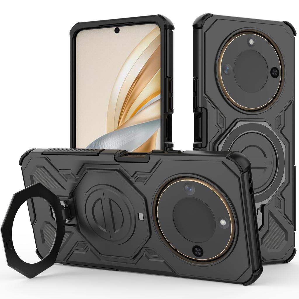 For Honor X60 5G/X9c Smart 5G Magnetic Case Rotating Metal Kickstand Shockproof PC+TPU Phone Back Cover