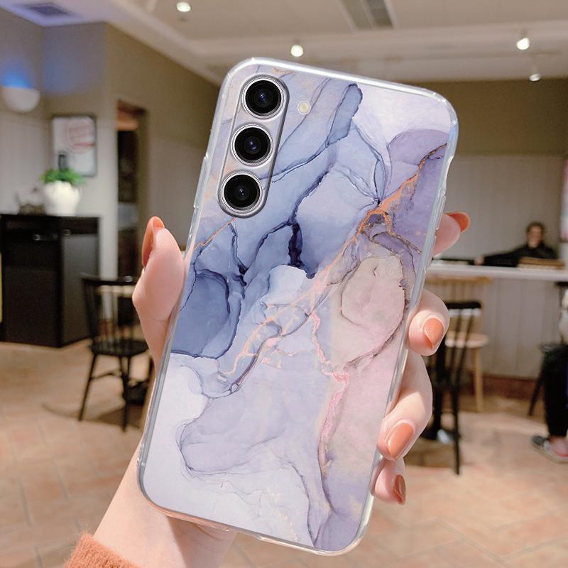 Для Samsung Galaxy S24 Чехол S24 Plus S 24 Ultra Чехол для телефона Мраморный Прозрачный Coque Мягкий ТПУ Fundas Для Samsung S25 FE S25+ Чехол