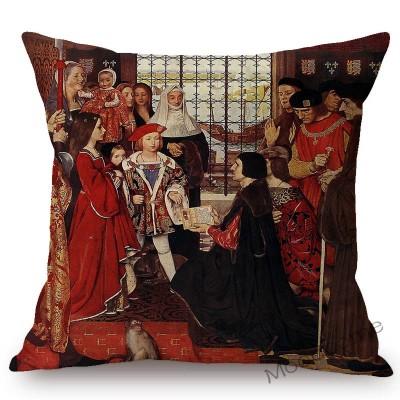 World Famous Painting Home Decorative Sofa Pillow Case Pre-Raphaelite Young Lady Vanity Oil Painting Art Linen Cushion Cover