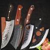 4pcs Kitchen Knife Set Sharp Stainless Steel Vegetable Chopper Wooden Handle Chef's Knife Barbecue Knives Butcher Knife