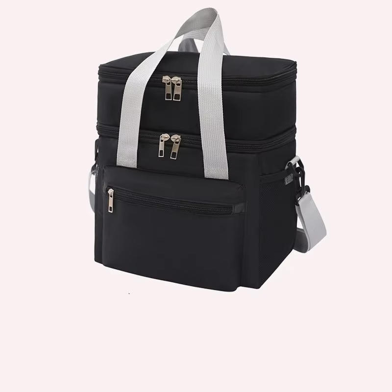 Большая вместимость двухслойного термобокса для ланча, многофункциональная сумка-холодильник для пикника на открытом воздухе, сохраняющая свежесть