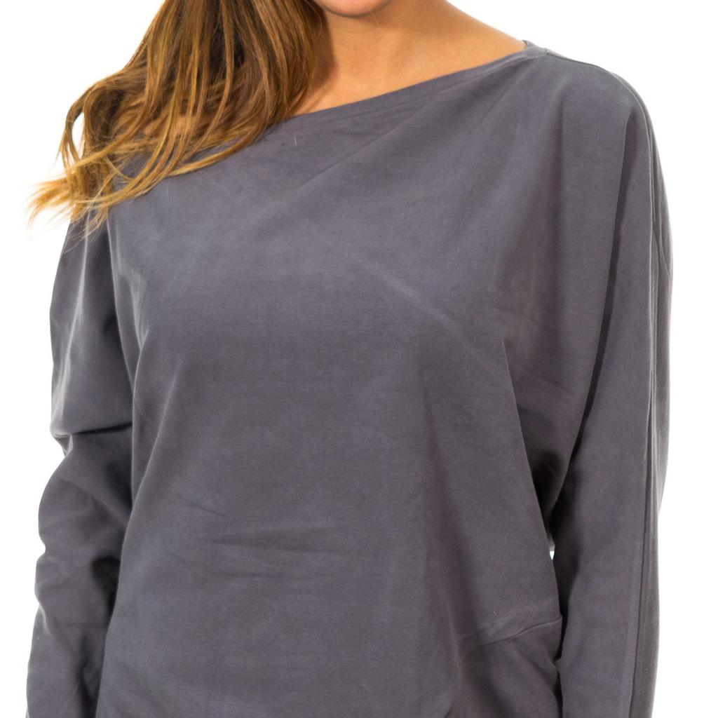 Женский свитер с рукавами «летучая мышь» и вырезом-лодочкой 10DVE0780