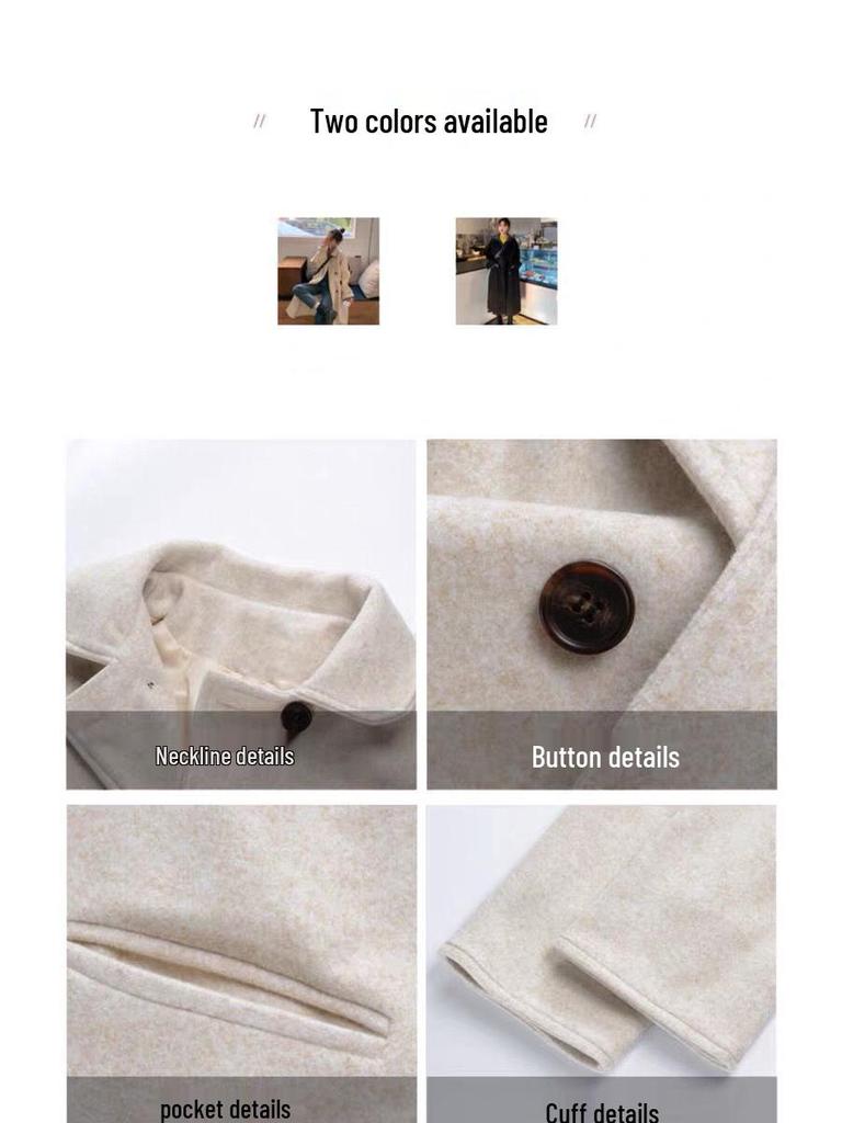2023 Women's Korean Wool Coat: Mid-Length, Loose, Versatile, Trendy for Autumn and Winter.