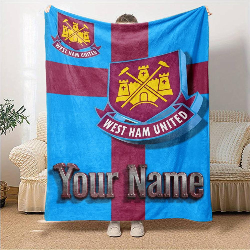 Name Custom West Ham United Print Flannel Blanket High Quality Warm Comfortable Cover for All Seasons Perfect for Gifts Home Decor