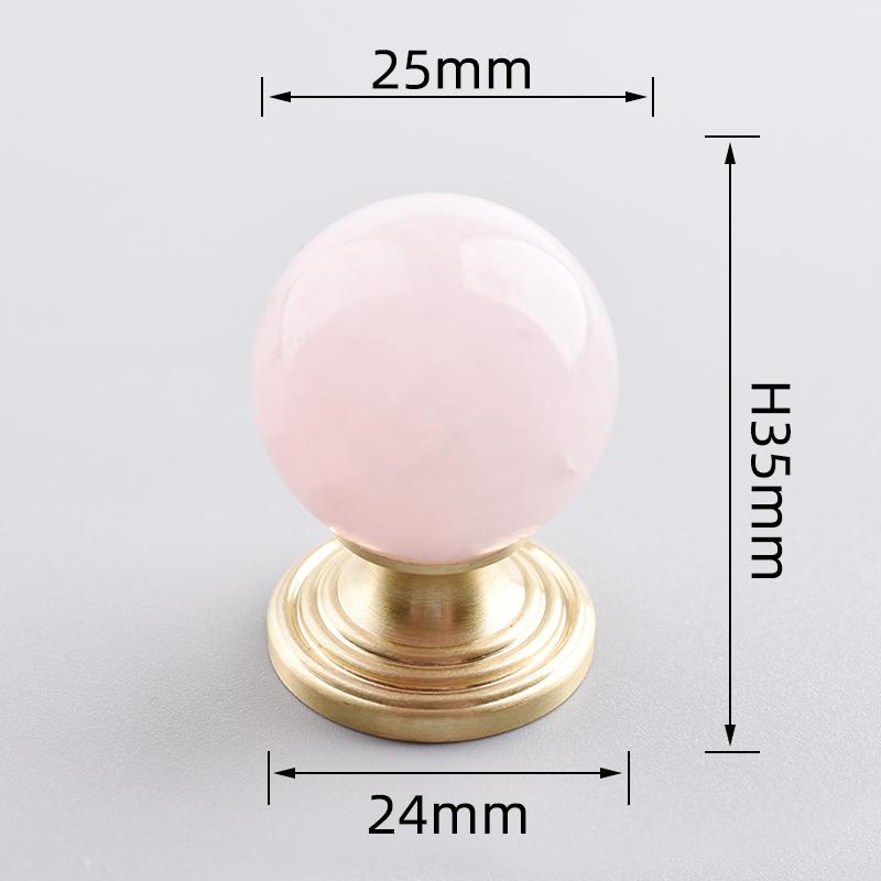 TENCHTWO 25mm Sphere Brass Furniture Drawer Knob Nature Stone Kitchen Dressing Cabinet Pulls Cabinet Wardrobe Door Handle