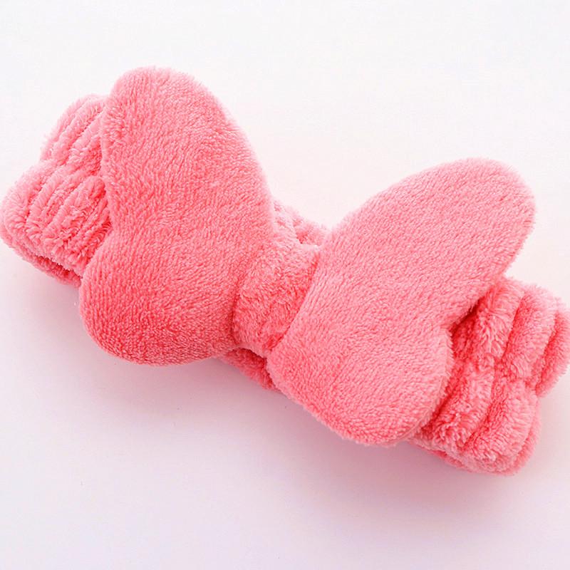 Butterfly Hair Bands for Women Solid Coral Fleece Elastic Bow Headband Soft Wash Face Head Band Cute Girls Accessories Headwrap