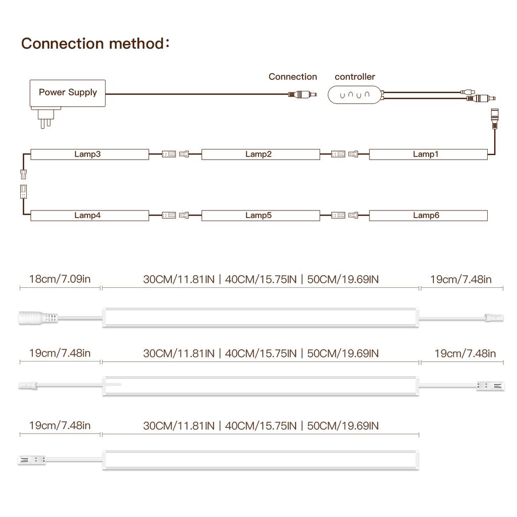 Wireless Bluetooth Remote Control Under Cabinet LED Unit Lights Bar 12V Dimmable Aluminium Tube For Kitchen Counter Closet Lamp