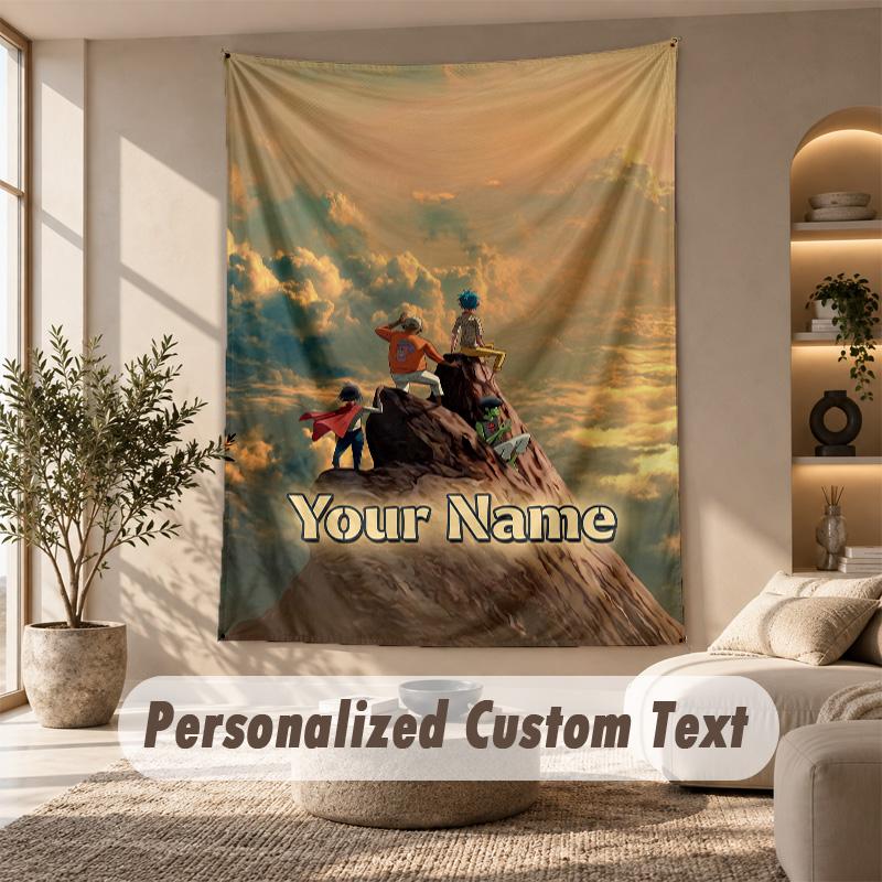 Tapestry Custom Name Text, Wall Hanging Tapestry Home Room DecorGorillaz