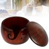 Wooden Yarn Bowl Round Crochet Bowl Holder with Holes Pine Knitting Yarn Bowls Wooden Weaving Thread Bowl with Lid Portable