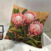 Boho Protea Flower Pillow Cover Vintage Botanical Floral Print Soft Throw Pillow Case For Rustic Home Sofa Decor Gift