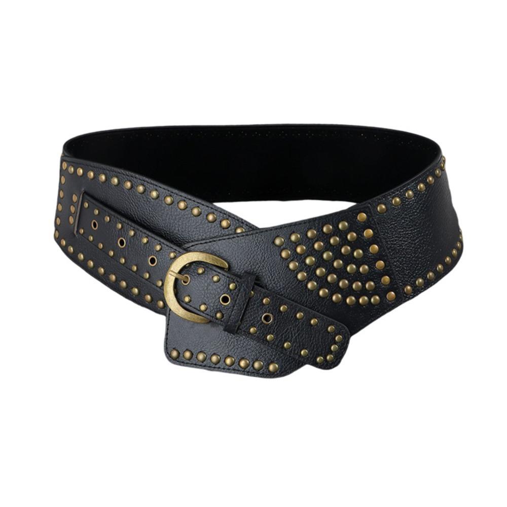PU кожаный широкий пояс-кушак в стиле панк-корсет с металлическими заклепками на поясе платье
