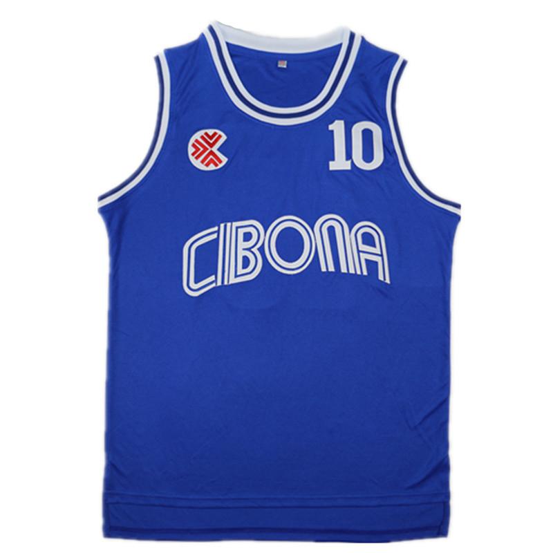 Баскетбольная форма CIBONA №10 Петрович Высококачественная синяя спортивная одежда для улицы с вышивкой Вентиляция для спортивных фанатов