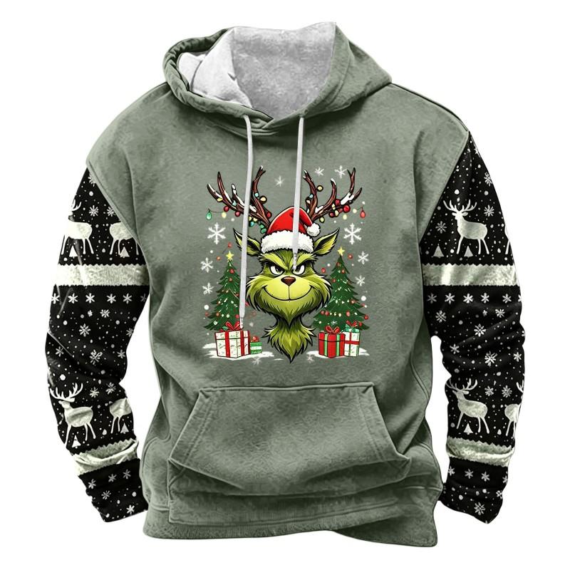 2026 Mens Christmas 3D Print Hoodie Casual Loose Fit Sweatshirt Youth