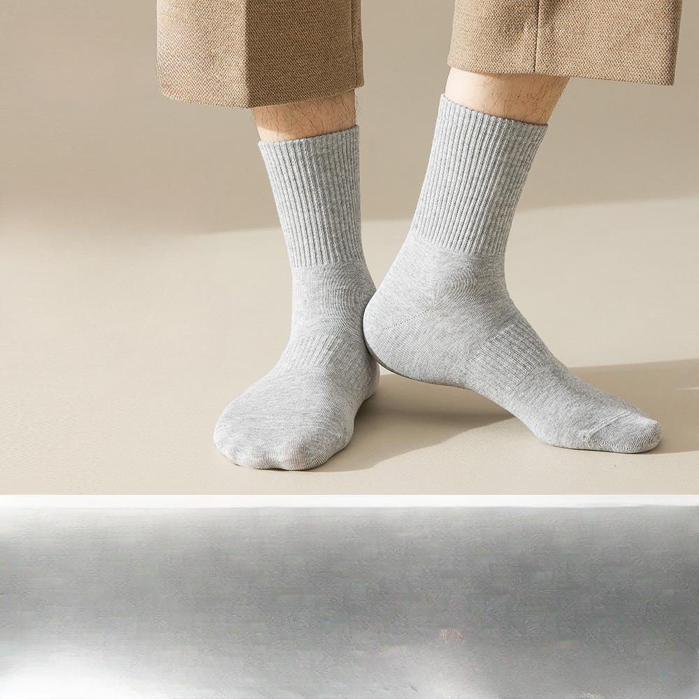 5 Pairs Men's Mid-calf Autumn and Winter Bone-less Sweat-absorbing Breathable Business Casual Socks
