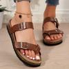 Fashion Female Shoes 2024 Outdoor Thong Women's Slippers Summer Daily Slippers Women Buckle Round Toe Flat with Platform Women's Sandals