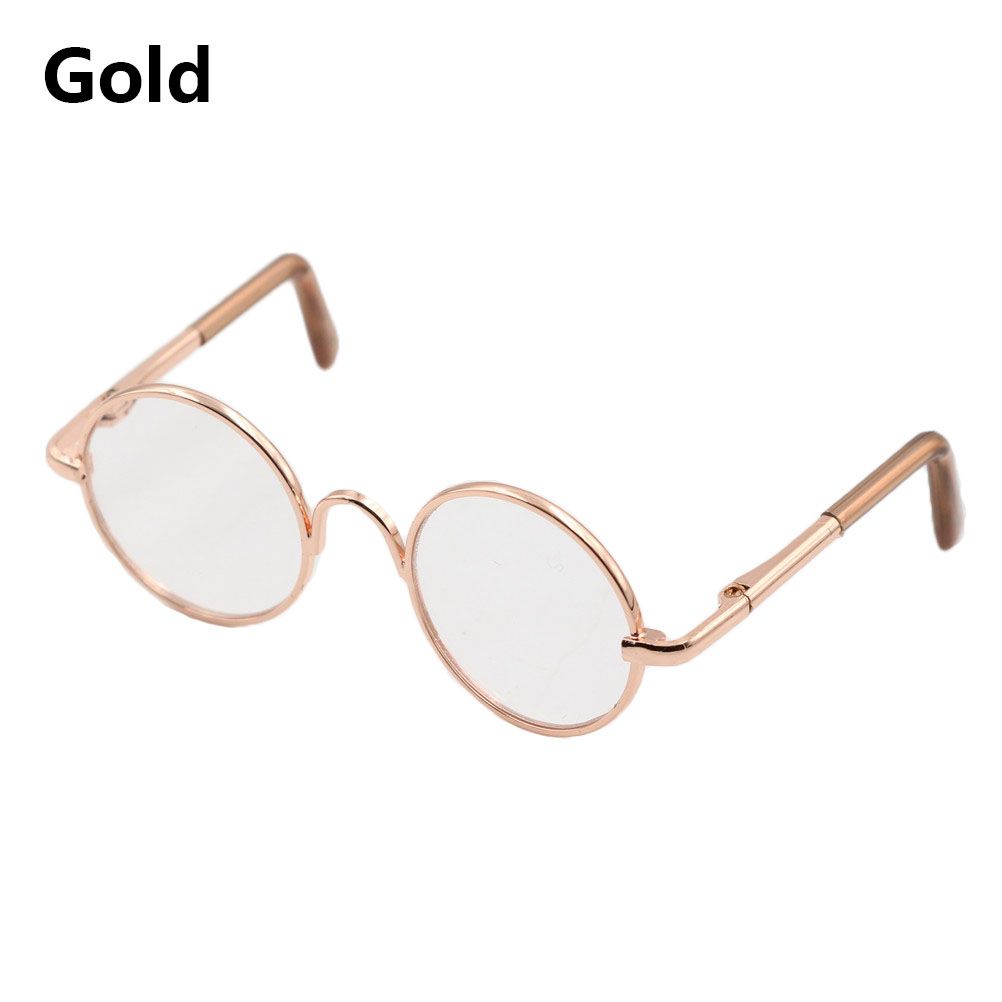Fashion Suit For 12/18 Inch Small Eyeglass Colorful Miniature Eyewear Metal Frame Dolls Glasses Round-Shaped Clear Lens