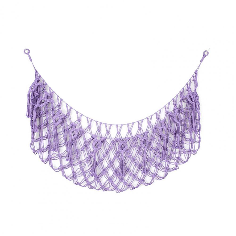 Extra Hanging Net Boho Handmade Cotton Rope Plush Toy Wall Hanging Net with Tassels Extra Organizer for Kids for Playroom