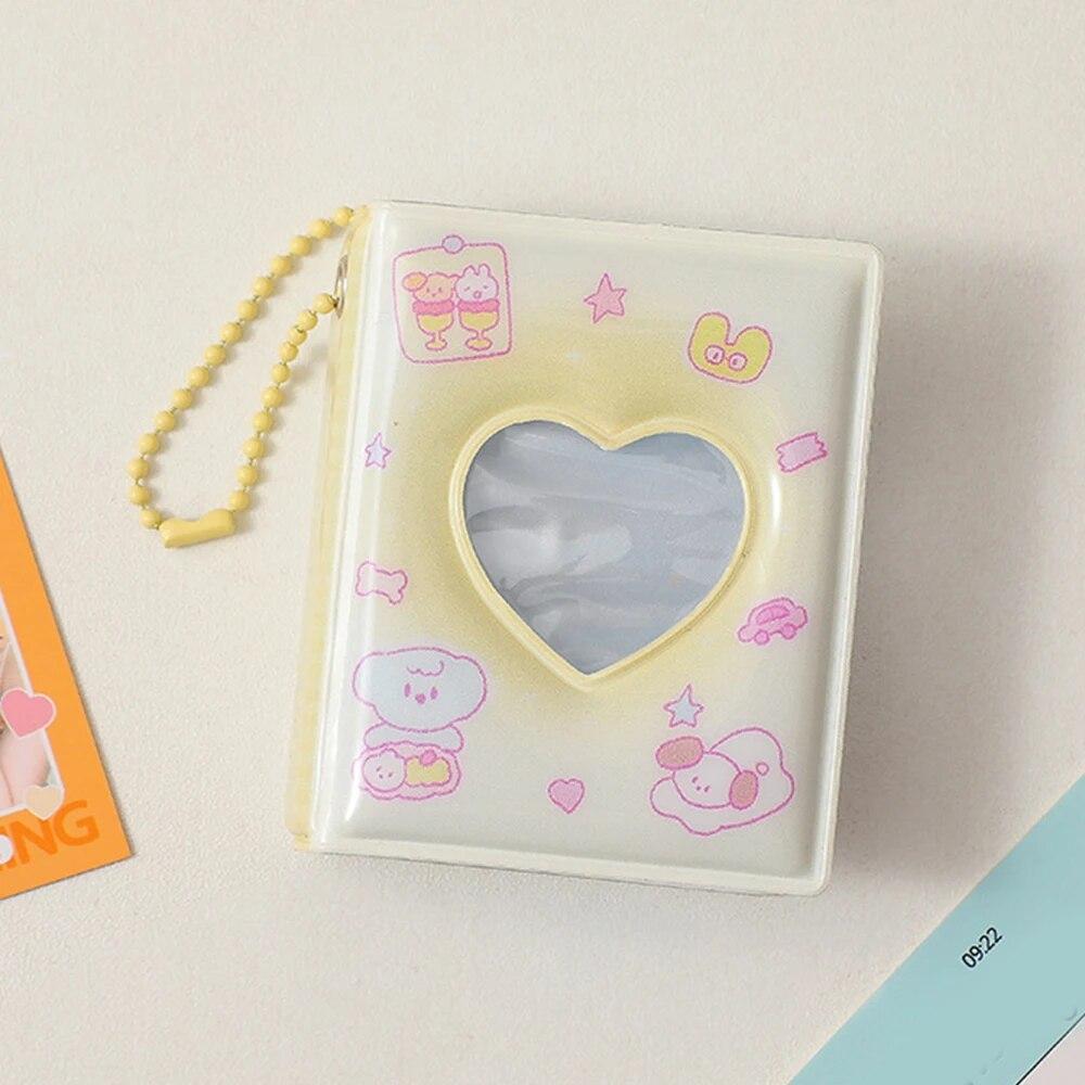 2 Inch 16 Pockets Small Photo Album Korean Cartoon Photos Collect Book Card Holder With Keychain Mini Card Bag Photocard Holder