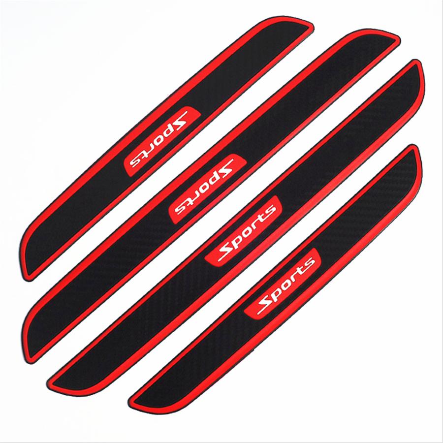 4 шт. Универсальный резиновый протектор порога двери автомобиля цвета карбонового волокна, накладка на панель, защита от царапин, защита углов бампера