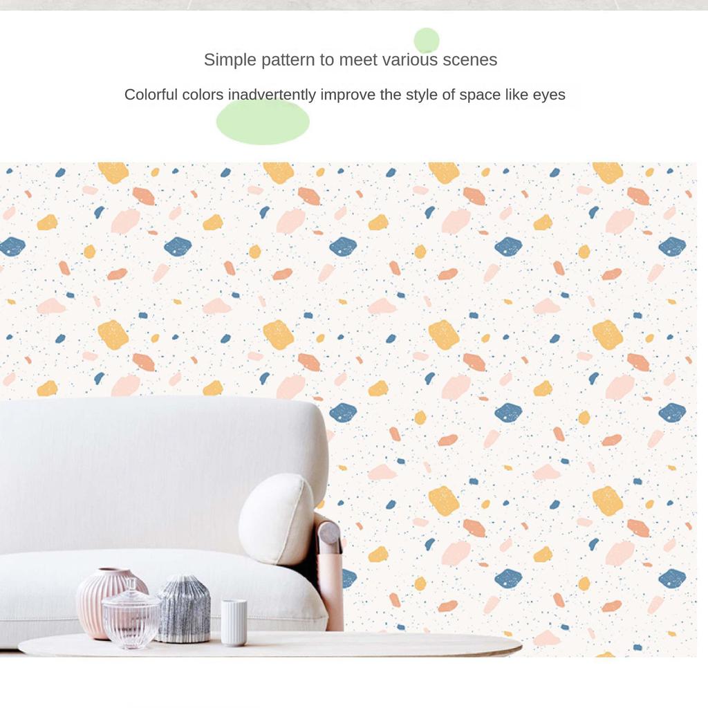 Съемные самоклеящиеся обои для гостиной и спальни (45 см * 300 см Терраццо с акварельными цветами