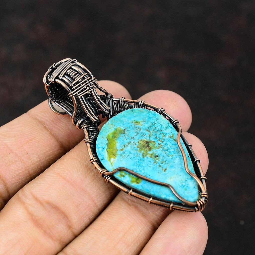 Тибетский бирюзовый медный кулон, медная проволока, завернутая в ювелирные изделия, драгоценный камень, медные украшения, Радужный лунный камень, ювелирные изделия, подарок для мамы, подарок для нее