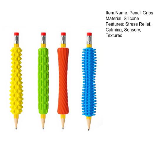 Текстурированные силиконовые накладки для карандашей для снятия стресса, сенсорные фиджет-рукава