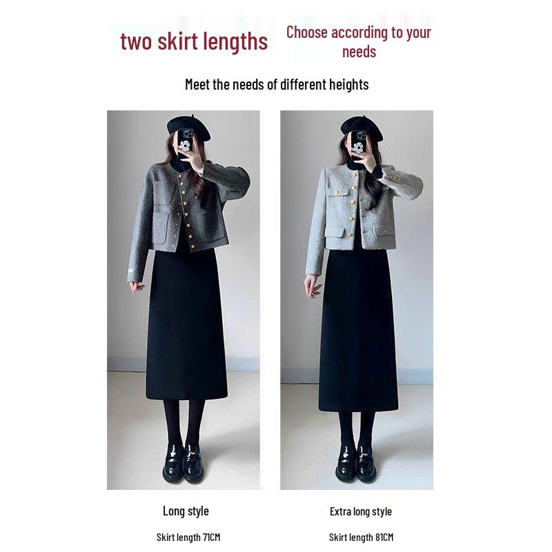 Women's Woolen A-Line Mid-Length Slit Skirt - Autumn/Winter 2025 Collection