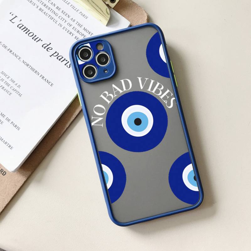 Чехол для телефона Lucky Evil Eye Blue Abstract матовый прозрачный для iPhone 11 12 13 6 s 7 8 plus mini x xs xr pro max