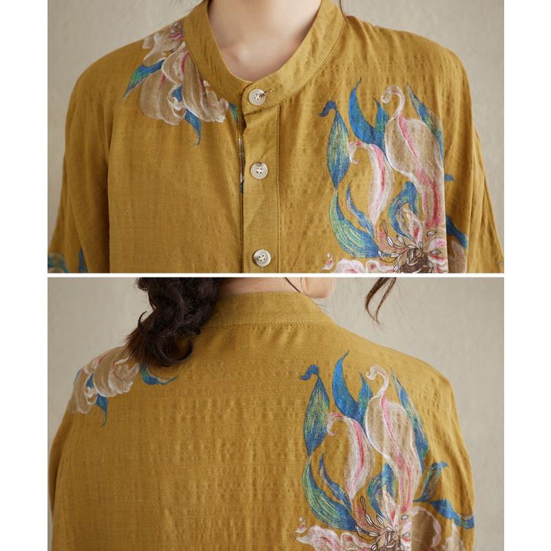 DIMANAF 2025 Новое Летнее Женское Льняное Винтажное Большого Размера Длинное Платье с Принтом Повседневное Цветочное Свободное Платье Макси