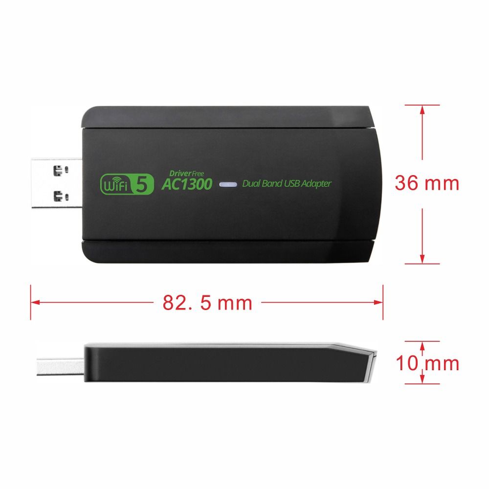 USB Сетевая карта Двухдиапазонная 2.4 ГГц/5 ГГц Беспроводной приемник-передатчик Для настольного ПК, ноутбука