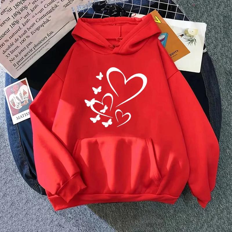 Худи с принтом бабочки для женщины, милые толстовки с капюшоном, женские, для любого сезона, повседневная мода, свободный топ-пуловер