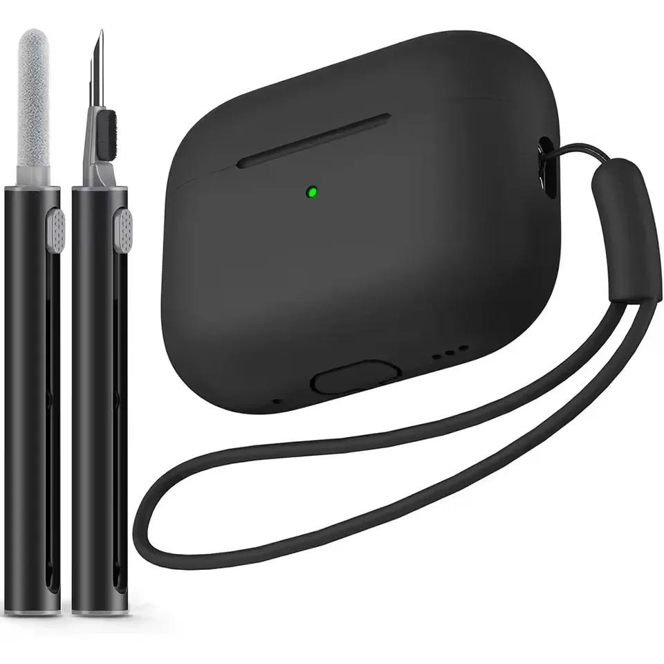 For Airpods pro 2 case Cover with Cleaner Pen Kit Soft Silicone Protective Case for Apple Airpods pro 2nd/1st case Generation