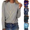 Women's Fashion Casual Long Sleeve Gradient Print Round Neck Top