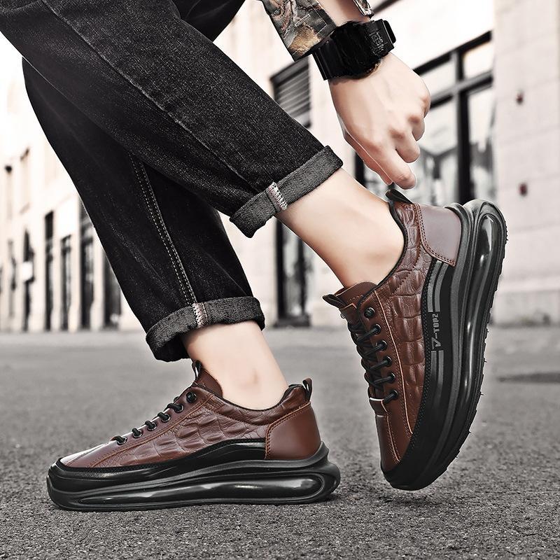 Премиальные коричневые черные кожаные кроссовки - европейский минималистский стиль для повседневного и делового ношения | Прочная удобная обувь Россия