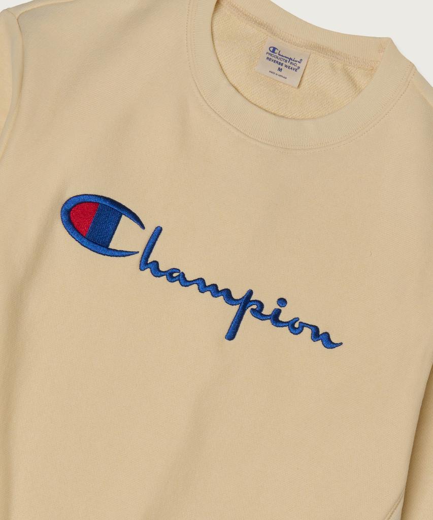 Champion Женский укороченный свитшот с обратным плетением и большим логотипом, бежевый