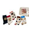 Spring 2025 Korean Polka Dot Kitten Women's Cotton Mid-Calf Socks - Sweet, Cute, and Breathable