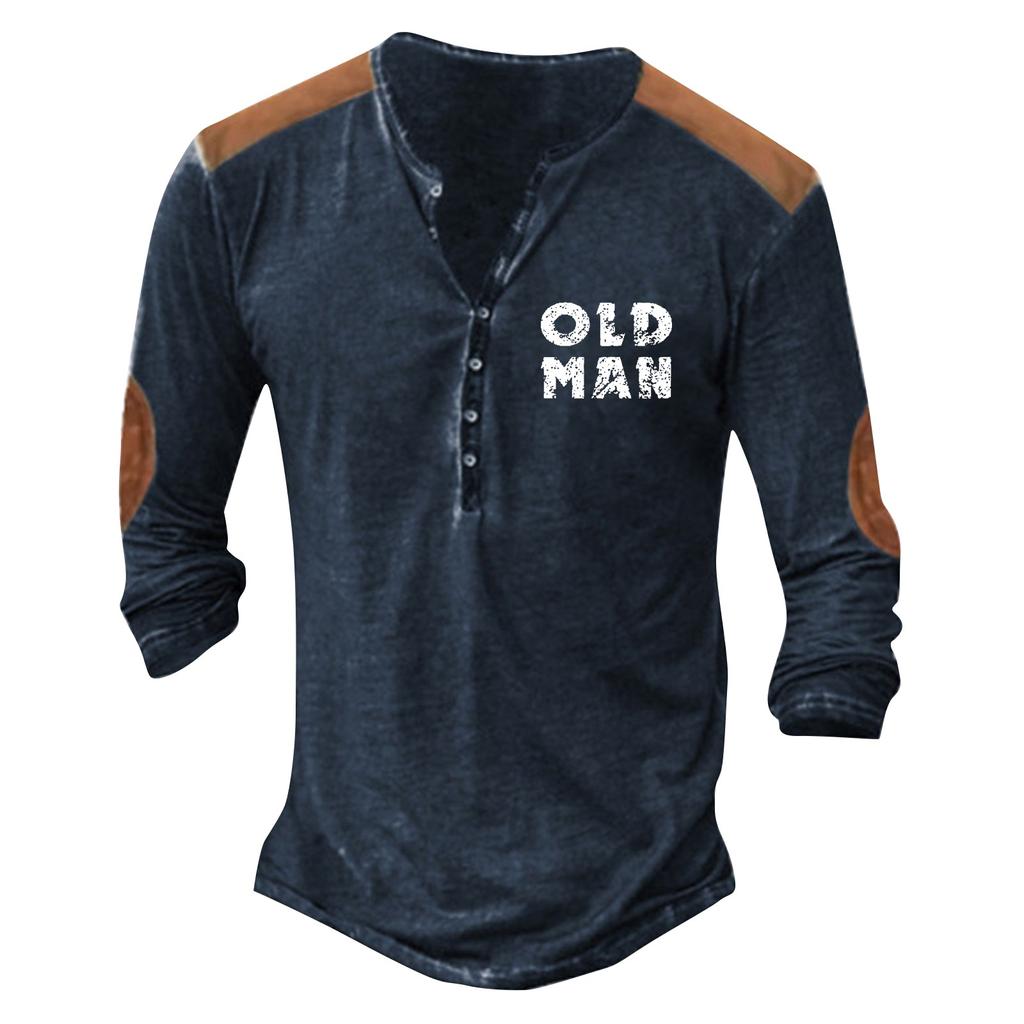 Мужская футболка с принтом на открытом воздухе, свободный топ с длинными рукавами на пуговицах в стиле ретро