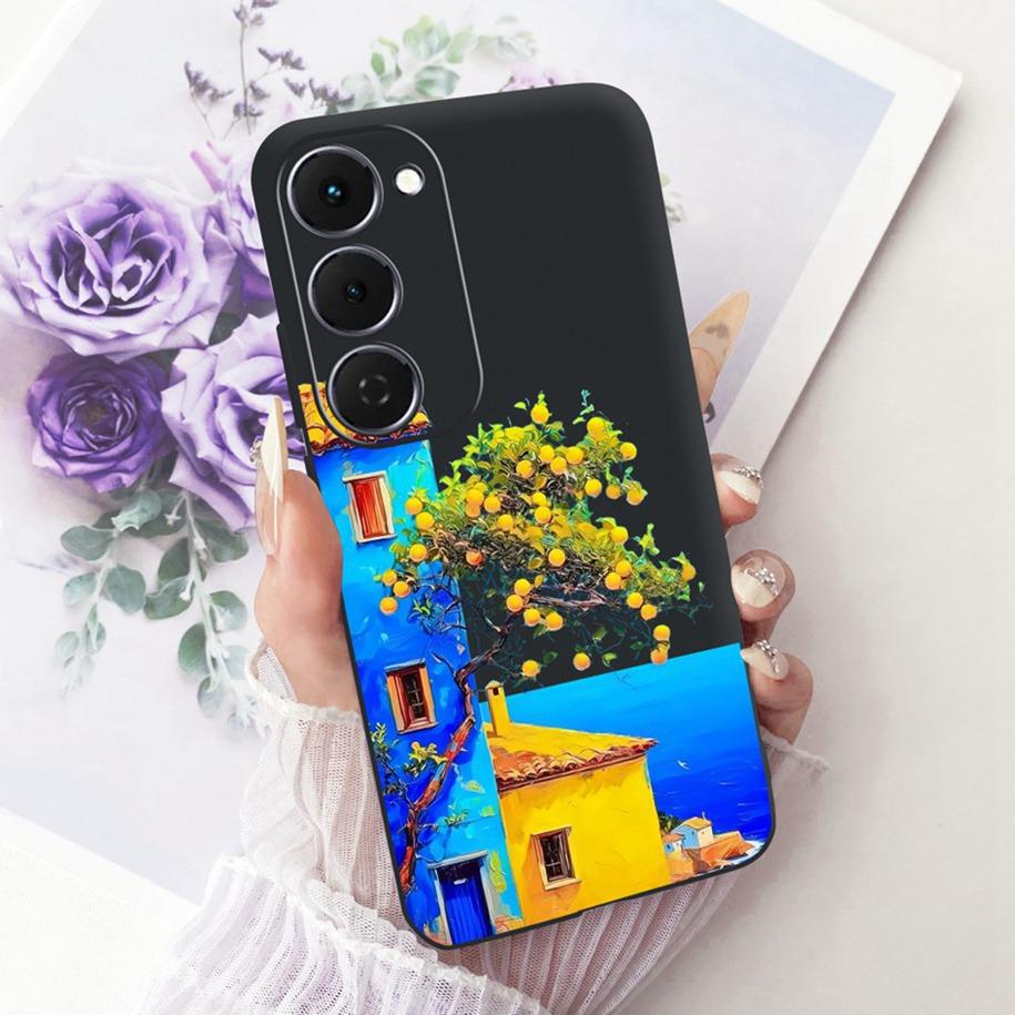 Чехол для Tecno Spark 40 Pro 40Pro+ 4G Чехол Модный Цветочный Чехол для Телефона Тонкий Черный Силиконовый Мягкий Чехол для Tecno Spark40 40C Корпус