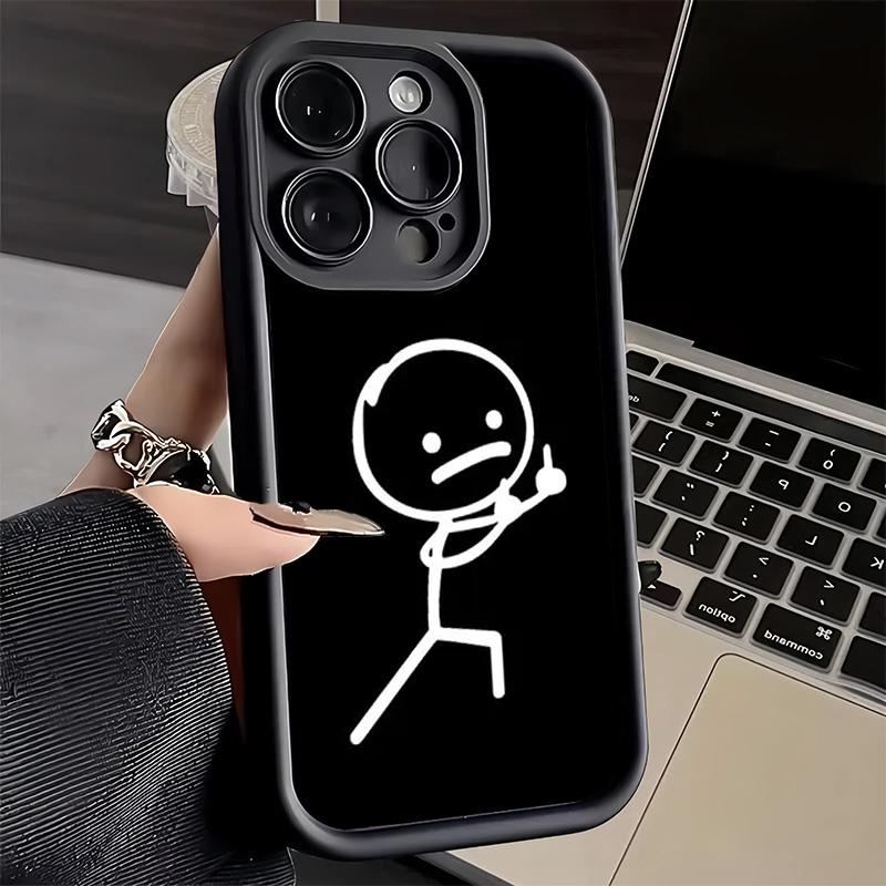 Чехол для телефона iPhone 17 Air 16E 15 16 Pro Max Смешной Стикермен Человек-спичка Чехол 14 Plus 13 12 Mini Мягкий Силиконовый Fundas